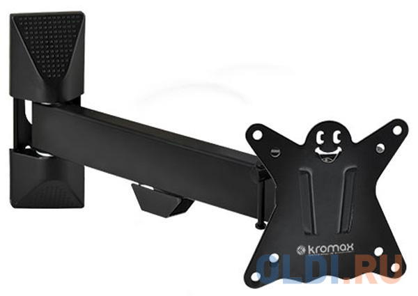 Кронштейн Kromax CASPER-103 Black, для LED/LCD ТВ 10-26, 4 ст свободы, наклон +5°-15°, поворот 90°, от стены 50 мм, max VESA 100x100 мм, max 15 кг