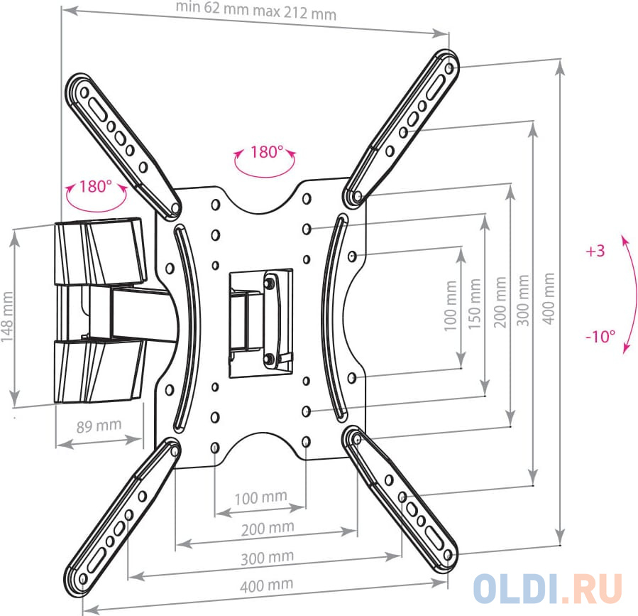 

Кронштейн ARM Media LCD-403 черный для LED/LCD ТВ 26"-55" настенный до 30кг