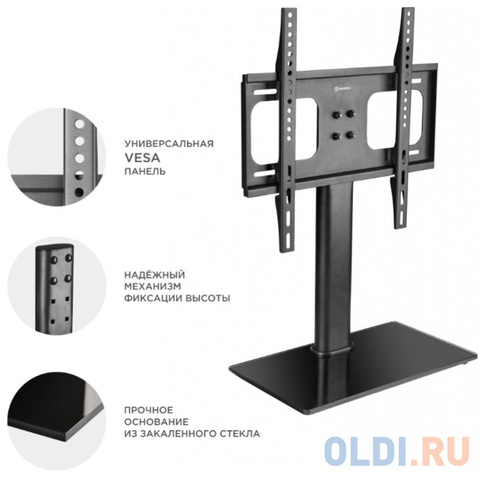 ONKRON PT1 черный {Для телевизоров диагональю 26"-55"VESA: 75x75, 100x100, 100x200, 200x100, 200x200, 200x300, 200x400, 300x100, 300x200, 30 фото