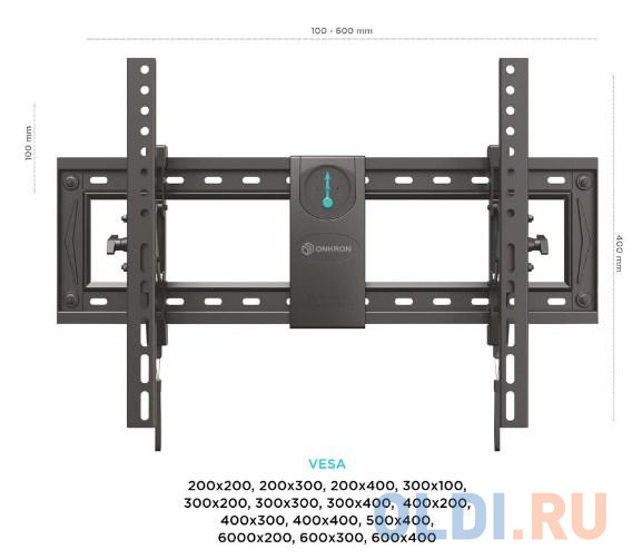 ТВ кронштейн /50-85" UM7 BLACK ONKRON, размер 200x200, цвет черный - фото 2
