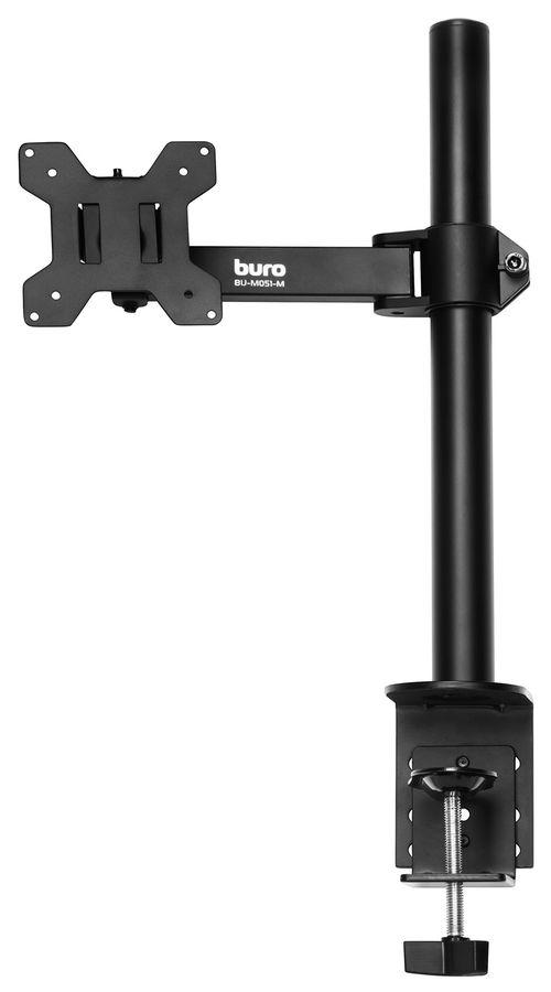 Кронштейн для мониторов ЖК Buro BU-M051-M черный 17"-32" макс.8кг крепление к столешнице поворот и наклон, размер 75x75 - фото 1