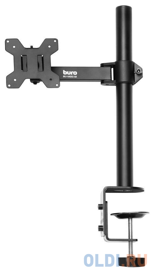 Кронштейн для мониторов ЖК Buro BU-M051-M черный 17"-32" макс.8кг крепление к столешнице поворот и наклон, размер 75x75 - фото 2