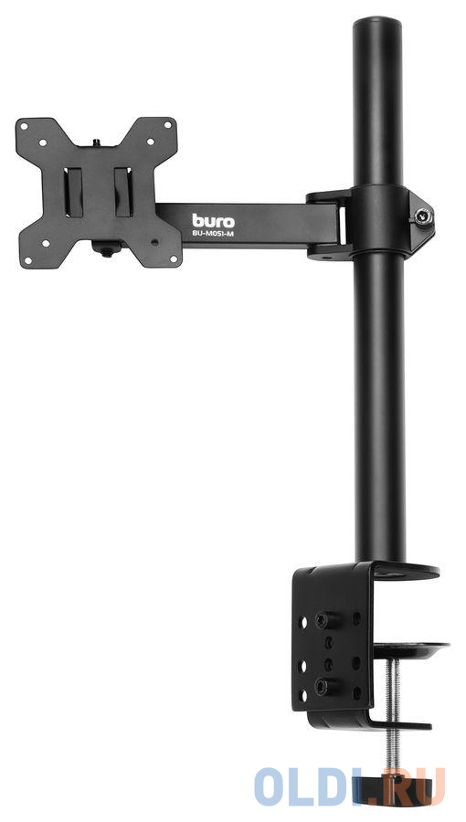 Кронштейн для мониторов ЖК Buro BU-M051-M черный 17"-32" макс.8кг крепление к столешнице поворот и наклон, размер 75x75 - фото 4