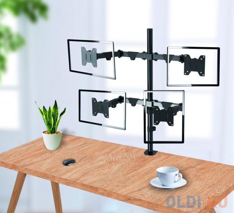 Wize [WDM4-26] Настольное крепление для четырех мониторов 14"-26", VESA 75x75, 100x100, макс. нагрузка 10 кг фото