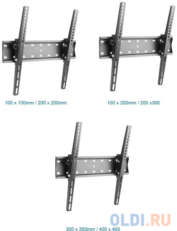 TRESS WM 3044T черный от -12 до +8. Размеры крепления стандарта Vesa от 100х100 мм до 400х400 мм.Особенности:- Крепление стандарта VESA до 400х400 мм; фото