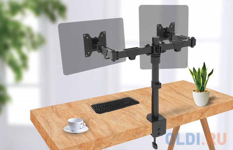 Wize [WDM2-32] Настольное крепление для двух мониторов 14"-32", VESA 75x75, 100x100, макс. нагрузка 10 кг фото