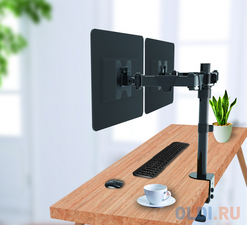 Wize [WDM2-32] Настольное крепление для двух мониторов 14"-32", VESA 75x75, 100x100, макс. нагрузка 10 кг фото