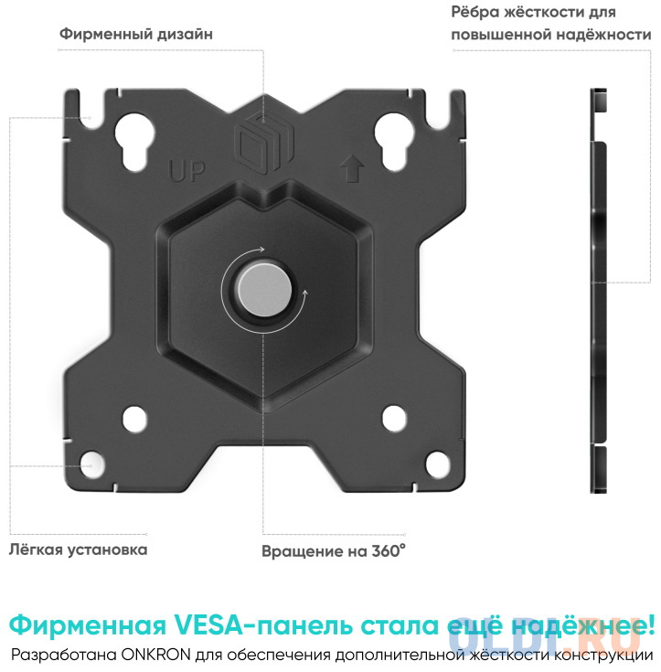 Кронштейн для мониторов Onkron D208E черный 13"-34" макс.16кг настольный поворот и наклон фото