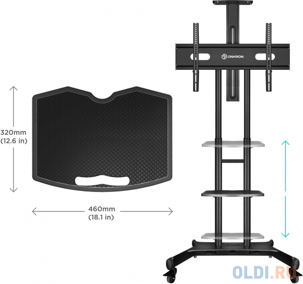 Кронштейн-подставка универсальное Onkron APT-1881 черный макс.5кг напольный фиксированный - фото 3