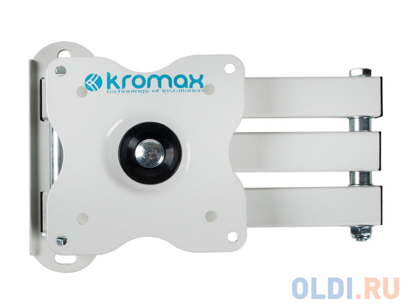 Кронштейн Kromax DIX-15 Белый, Кр. стал. наст. для TV 10"-28", max 30 кг, 5 ст св., нак. ±15°, пов. 180°, от ст. 48-377 мм, max VESA 100x100 фото