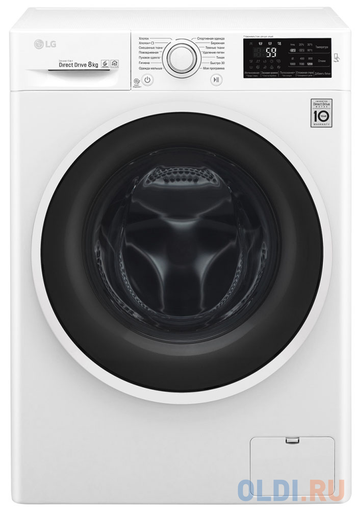 

Стиральная машина LG F2J6TN0W класс: A загр.фронтальная макс.:8кг белый