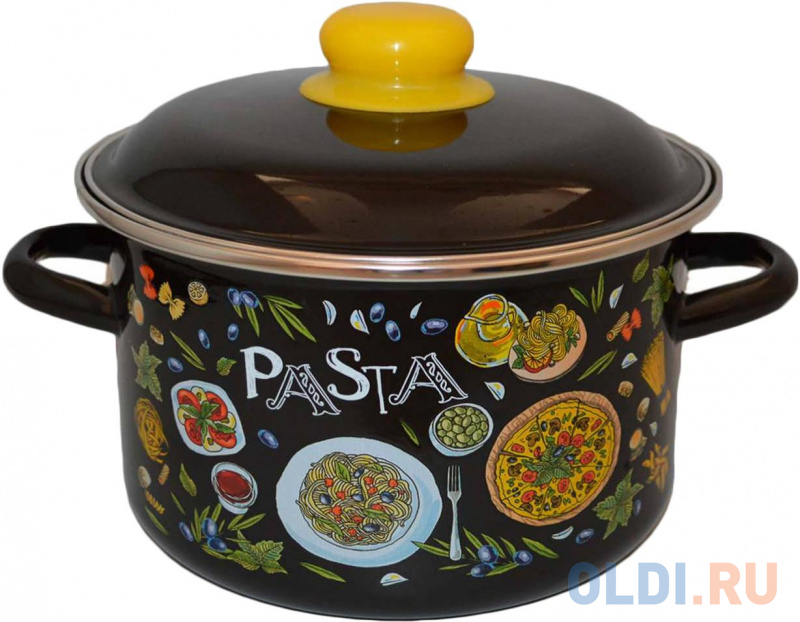 

КАСТРЮЛЯ ЭМАЛИРОВ. "PASTA" ЧЕРНАЯ 2 Л МЕТАЛ. КРЫШКА (1/8) "СТАЛЬЭМАЛЬ" 1RD161M