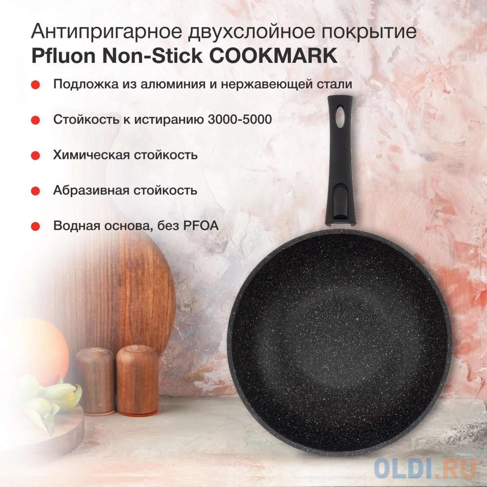 Сковорода ВОК (WOK) Starwind Chef Induction SW-CHI4028WGR круглая 28см покрытие: Pfluon ручка съемная (с крышкой) серый Вид№3