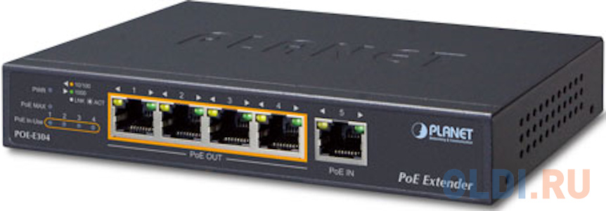 1-Port 60W Ultra PoE to 4-Port 802.3af/at Gigabit PoE Extender