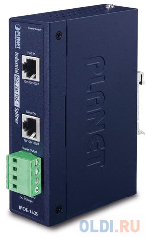 IP30, Industrial 802.3at High Power PoE  Splitter - 12V & 24V (-40 to 75 C) IPOE-162S - фото 1