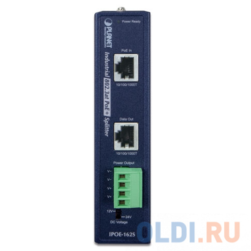 IP30, Industrial 802.3at High Power PoE  Splitter - 12V & 24V (-40 to 75 C) IPOE-162S - фото 2