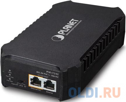 PLANET POE-175-95 Single-Port 10/100/1000Mbps 802.3bt PoE++ Injector (95 Watts, 802.3bt Type-4 and PoH, PoE Usage LED) - w/ internal power planet 75 watt ac power supply for xgs 6350 24x4c and gpl 8000 100v 240vac