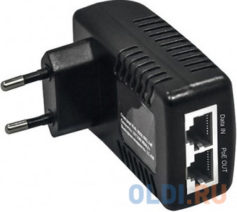 PoE-инжектор Fast Ethernet на 1 порт. Совместим с оборудованием PoE IEEE 802.3af. Мощность PoE на порт - до 15.4W. Напряжение PoE - 50V(конт. 4,5(+);