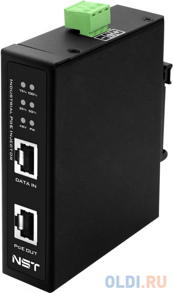 Промышленный PoE-инжектор Gigabit Ethernet на 90W. Соответствует стандартам PoE IEEE 802.3af/at/bt. Автоматическое определение PoE устройств. Мощность