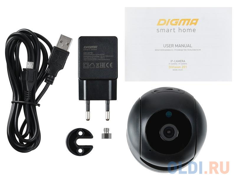 Камера IP Digma DiVision 201 CMOS 2.8 мм 1280 x 720 Wi-Fi черный - фото 8