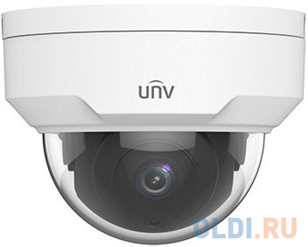Uniview Видеокамера IP купольная антивандальная, 1/2.8" 2 Мп КМОП @ 30 к/с, ИК-подсветка до 30м., 0.01 Лк @F2.0, объектив 4.0 мм, DWDR, 2D/3D DNR