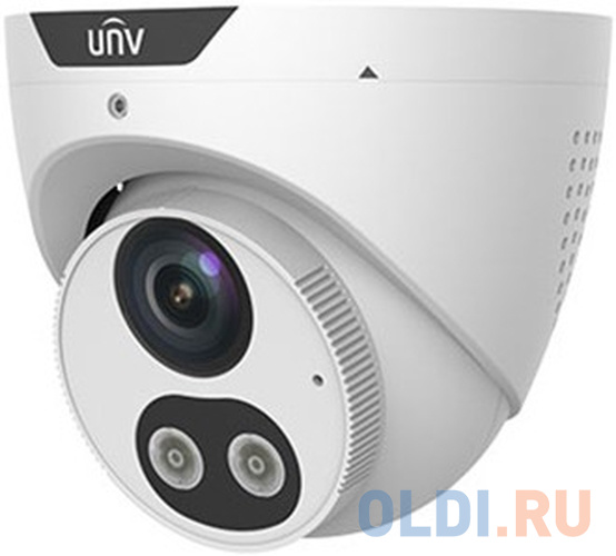 Uniview Видеокамера IP купольная, 1/2.7" 4 Мп КМОП @ 30 к/с, ИК-подсветка и тревожная подсветка видимого спектра до 30м., LightHunter 0.003 Лк @F