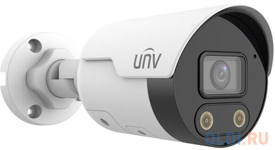Uniview Видеокамера IP цилиндрическая, 1/2.7" 4 Мп КМОП @ 30 к/с, ИК-подсветка и тревожная подсветка видимого спектра до 30м., LightHunter 0.003