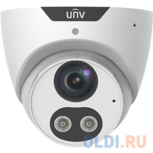 Uniview Видеокамера IP купольная, 1/2.7" 4 Мп КМОП @ 30 к/с, ИК-подсветка и тревожная подсветка видимого спектра до 30м., LightHunter 0.003 Лк @F