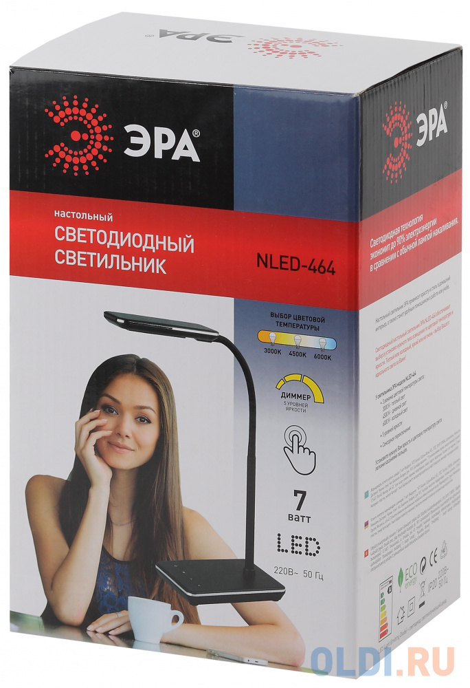 ЭРА Б0033307 Настольный светодиодный светильник NLED-464-7W-BK черный {дизайн 