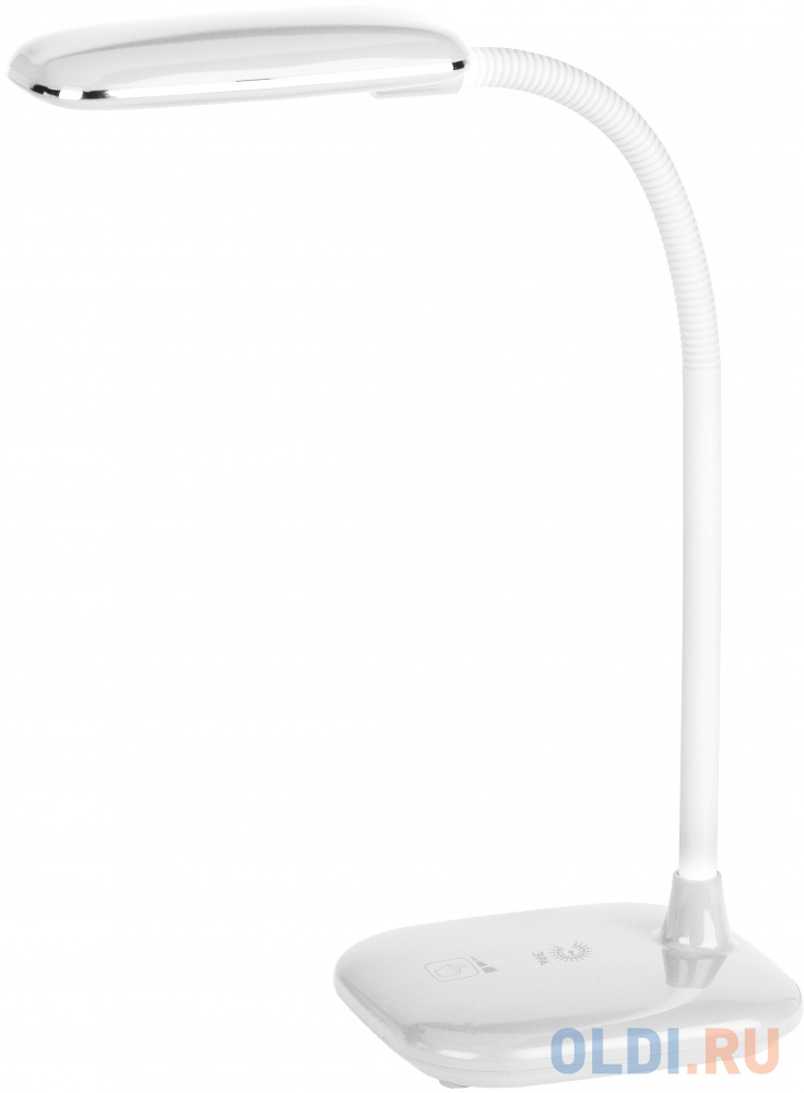 ЭРА Б0018828 Настольный светодиодный светильник NLED-451-5W-W белый {3 ступенчатый диммер яркости, цвет. температура 3000К}