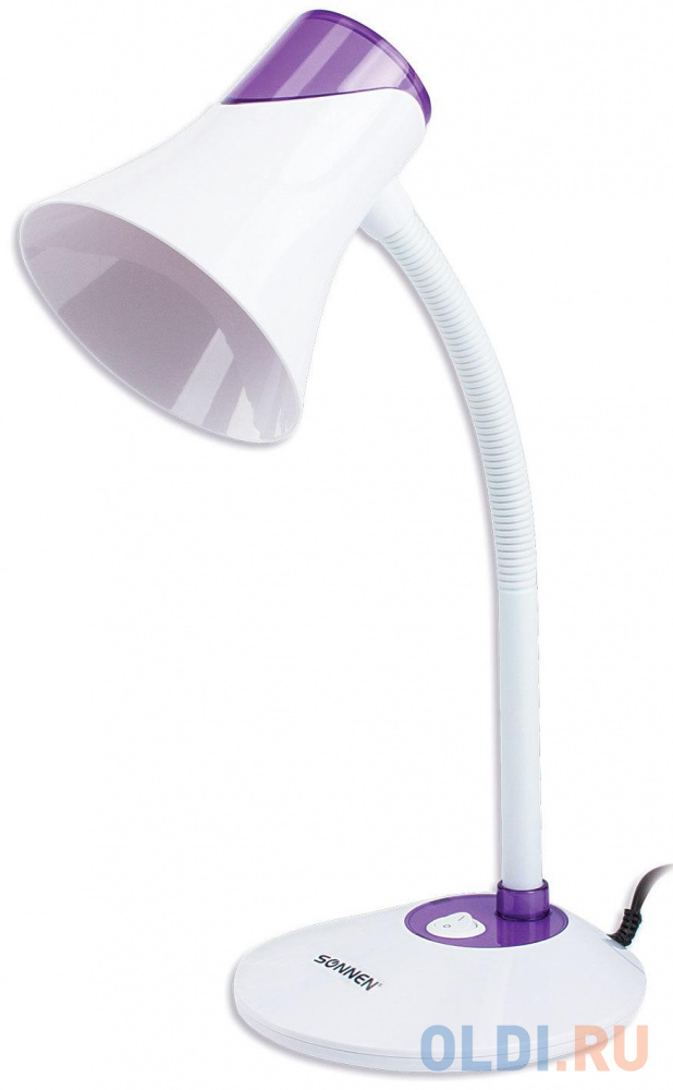 Светильник настольный SONNEN OU-607, на подставке, цоколь Е27, белый/фиолетовый, 236682 sonnen настольная лампа светильник ou 203 на подставке