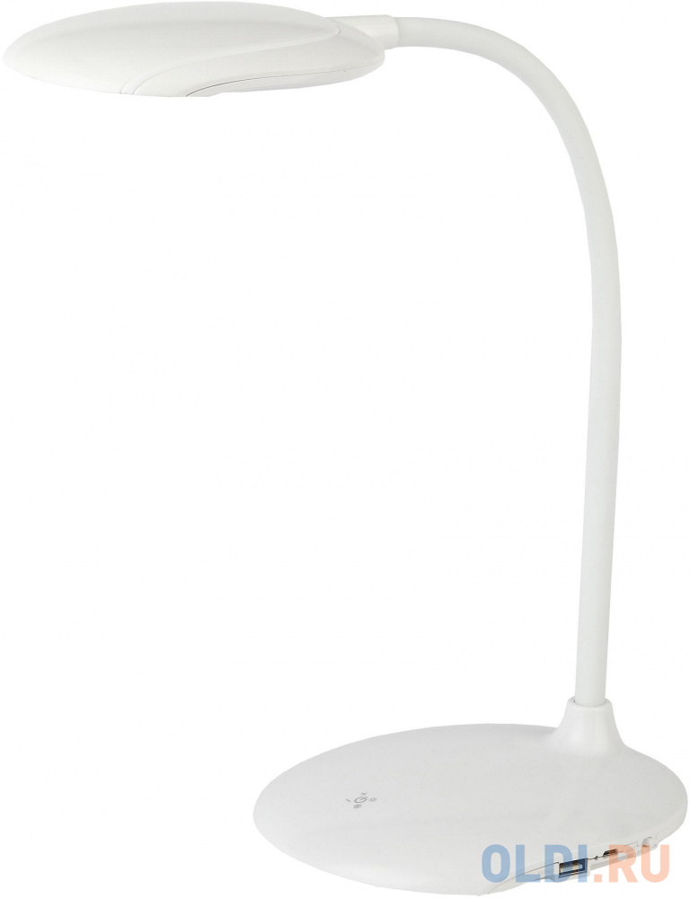 ЭРА Б0028455 Настольный светодиодный светильник NLED-457-6W-W белый {USB-порт для зарядки устройств, диммер яркости, цвет. температура 3000/4500/6500К} - фото 1