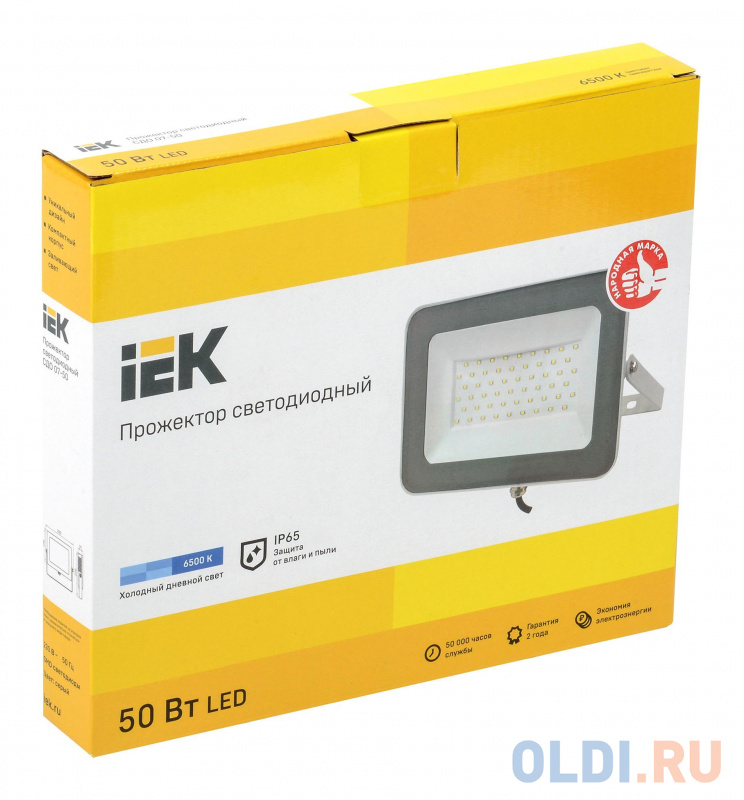 Прожектор уличный IEK СДО светодиодный 50Вт корп.алюм.серый (LPDO701-50-K03) фото