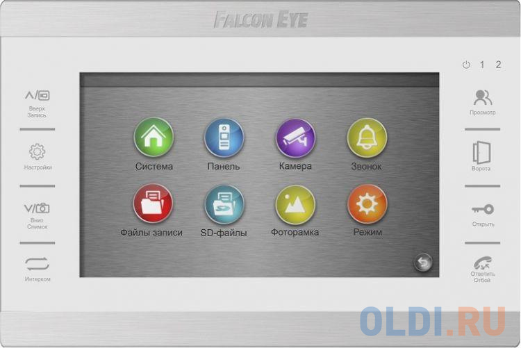 Falcon Eye FE-70 ATLAS HD (White) HD Видеодомофон: дисплей 7&quot; TFT;  сенсорные кнопки; подключение до 2-х вызывных панелей и до 2-х видеокамер; ад