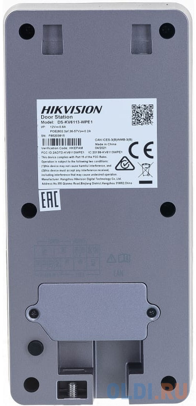 Видеопанель Hikvision DS-KV6113-WPE1(C) цвет панели: черный фото