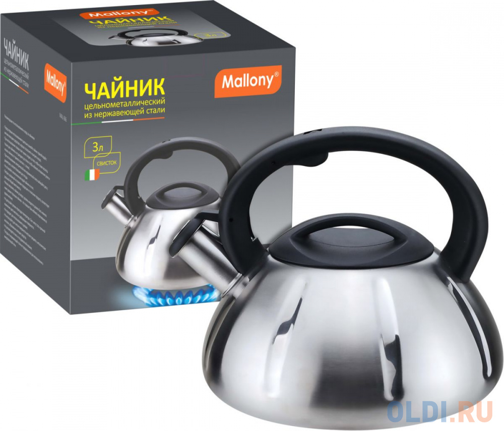 

ЧАЙНИК НЕРЖАВ. 3 Л СО СВИСТКОМ, ПОВЕРХН. МАТОВАЯ (1/6) "MALLONY" MAL-066