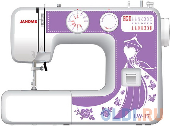 Швейная машина Janome LW-17 белый фиолетовый эпилятор panasonic es ed23 v520 скор 2 насад 2 от аккум белый фиолетовый