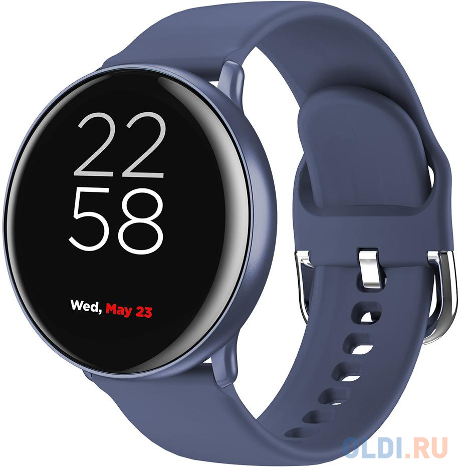 Умные часы Smart watch, 1.22inches IPS full touch screen, aluminium+plastic body,IP68 waterproof, multi-sport mode with swimming mode, compatibility with iOS and android,Blue with extra blue leather belt, Host: 41.5x11.6mm, Strap: 240x20mm, 20.8g