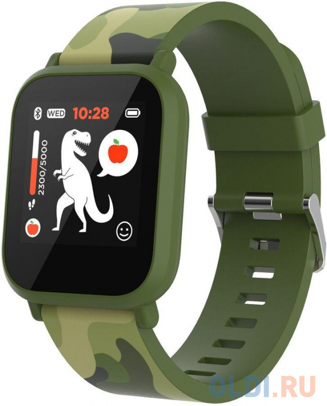 

kids smart watch, 1.3 inches IPS full touch screen, green plastic body, IP68 waterproof, BT5.0, multi-sport mode, built-in kids game, compatibility with iOS and android, 155mAh battery, Host: D42x W36x T9.9mm, Strap: 240x22mm, 33g