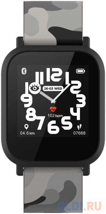 kids smart watch, 1.3 inches IPS full touch screen, black plastic body, IP68 waterproof, BT5.0, multi-sport mode, built-in kids game, compatibility with iOS and android, 155mAh battery, Host: D42x W36x T9.9mm, Strap: 240x22mm, 33g, размер 41.2 х 35.2 х 9. My Dino - фото 2
