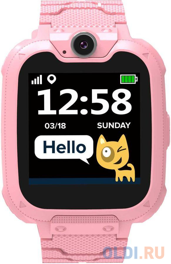 Kids smartwatch, 1.54 inch colorful screen, Camera 0.3MP, Mirco SIM card, 32+32MB, GSM(850/900/1800/1900MHz), 7 games inside, 380mAh battery, compatibility with iOS and android, red, host: 54*42.6*13.6mm, strap: 230*20mm, 45g от OLDI