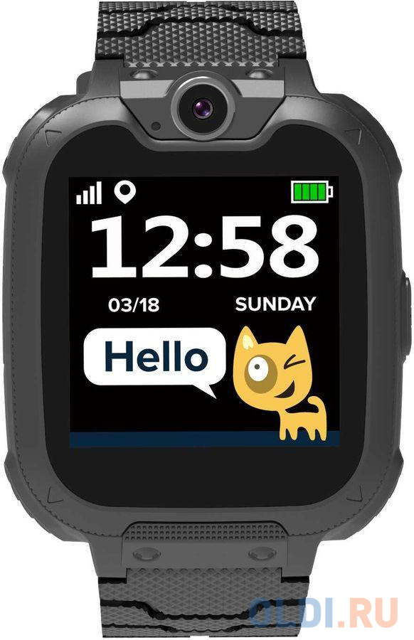Kids smartwatch, 1.54 inch colorful screen, Camera 0.3MP, Mirco SIM card, 32+32MB, GSM(850/900/1800/1900MHz), 7 games inside, 380mAh battery, compatibility with iOS and android, Black, host: 54*42.6*13.6mm, strap: 230*20mm, 45g от OLDI