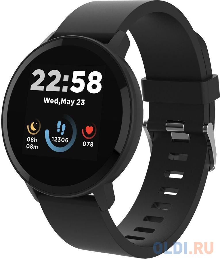 Smart watch, 1.3inches IPS full touch screen, Round watch, IP68 waterproof, multi-sport mode, BT5.0, compatibility with iOS and android, black , Host: