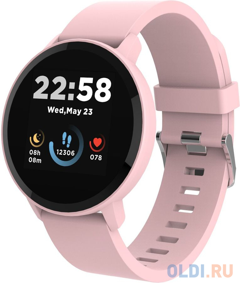 Smart watch, 1.3inches IPS full touch screen, Round watch, IP68 waterproof, multi-sport mode, BT5.0, compatibility with iOS and android, Pink, Host: 2 фото