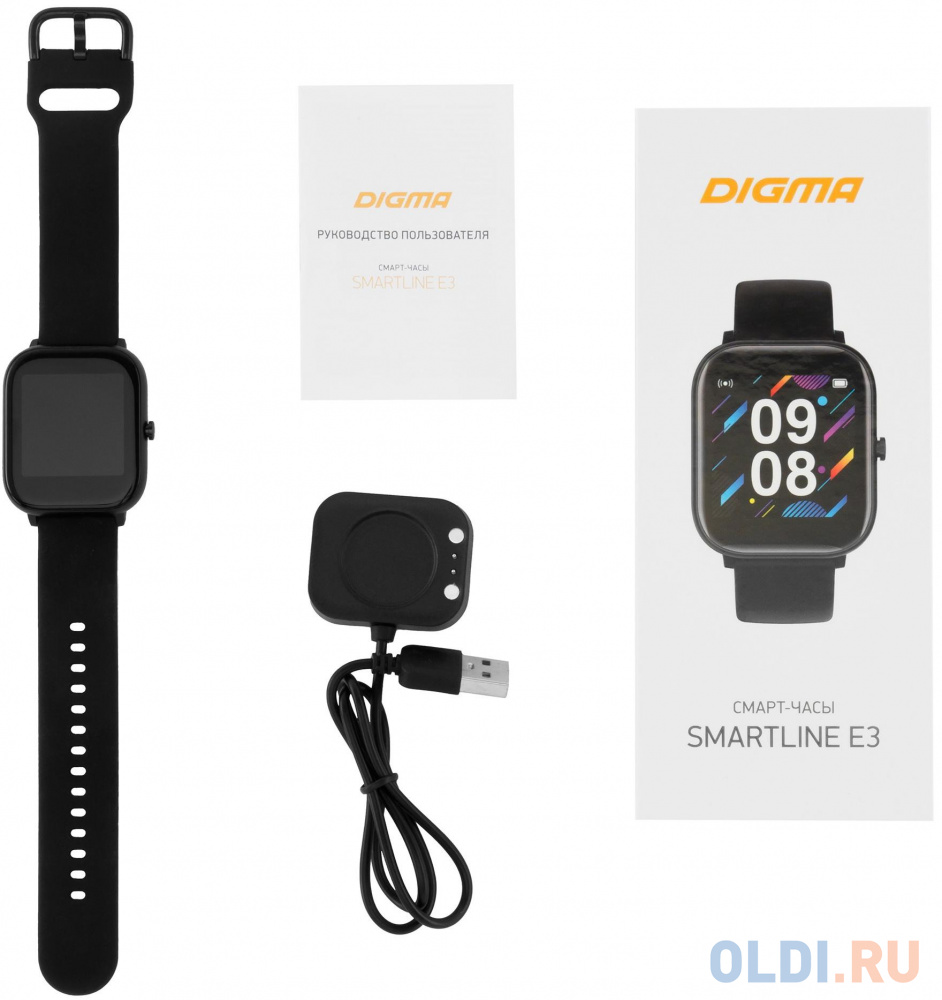 Смарт-часы Digma Smartline E3 1.4" TFT черный (E3B) фото