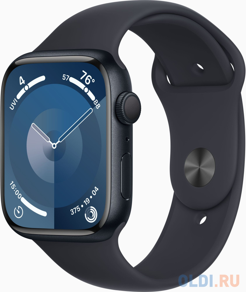 Смарт-часы Apple Watch Series 9 A2980 45мм OLED корп.темная ночь Sport Band рем.темная ночь разм.брасл.:S/M (MR993LL/A)