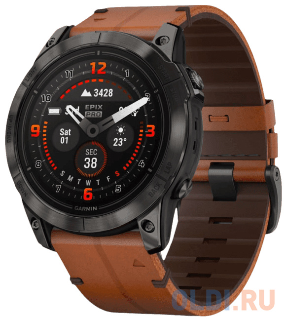 

Смарт-часы Garmin Epix Pro (Gen 2) Sapphire серый, коричневый кожаный ремешок 51мм