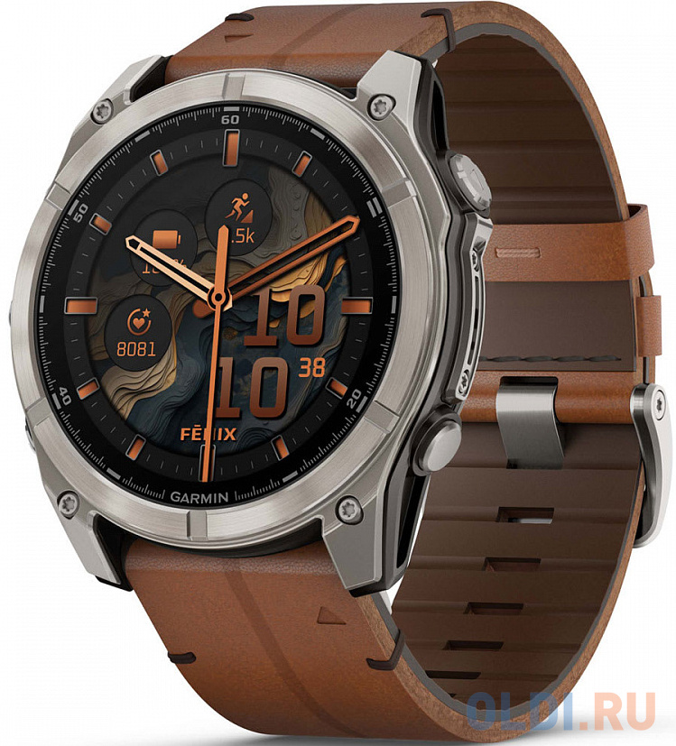 

Смарт-часы Garmin Fenix 8 AMOLED Sapphire титановый серый, каштановый кожаный ремешок 51мм