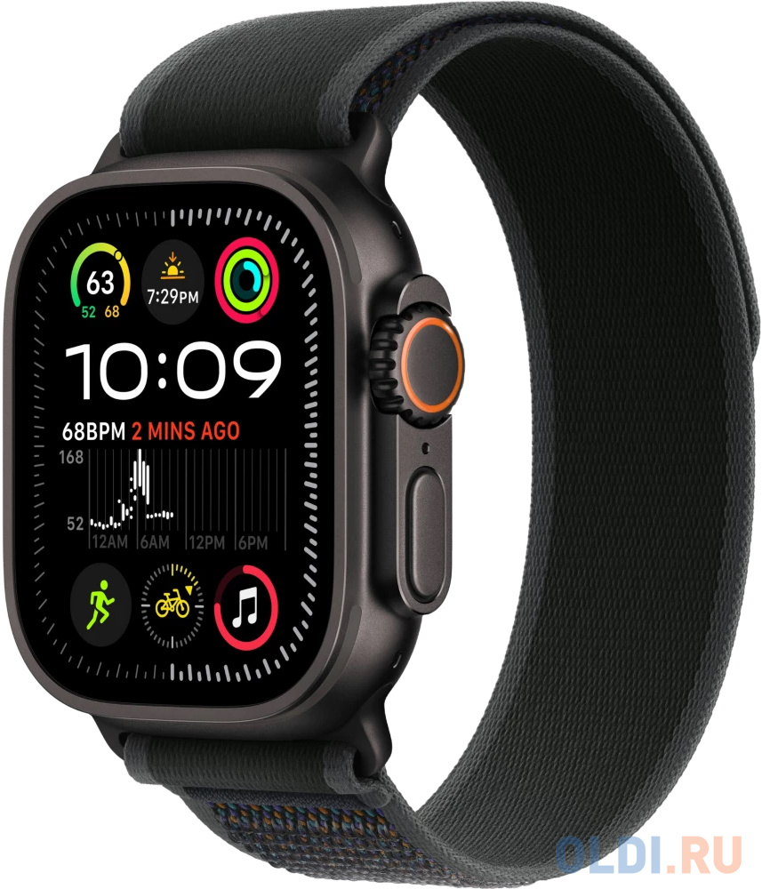 

Смарт-часы Apple Watch Ultra 2 2024 A2986 49мм OLED корп.черный титан Trial loop рем.черный разм.брасл.:145-220мм (MX4V3LW/A)