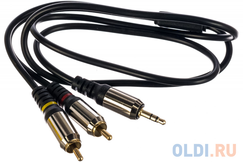 

Кабель аудио Cablexpert CCAB-02-35M2RM-1MB. 3.5 джек(M)/2х RCA (M), черный, 1м, блистер